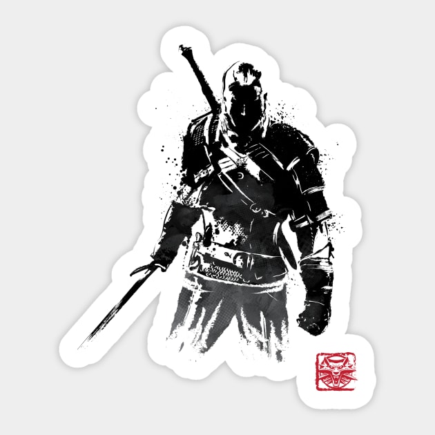 The Witcher Sumi-e Sticker by DrMonekers